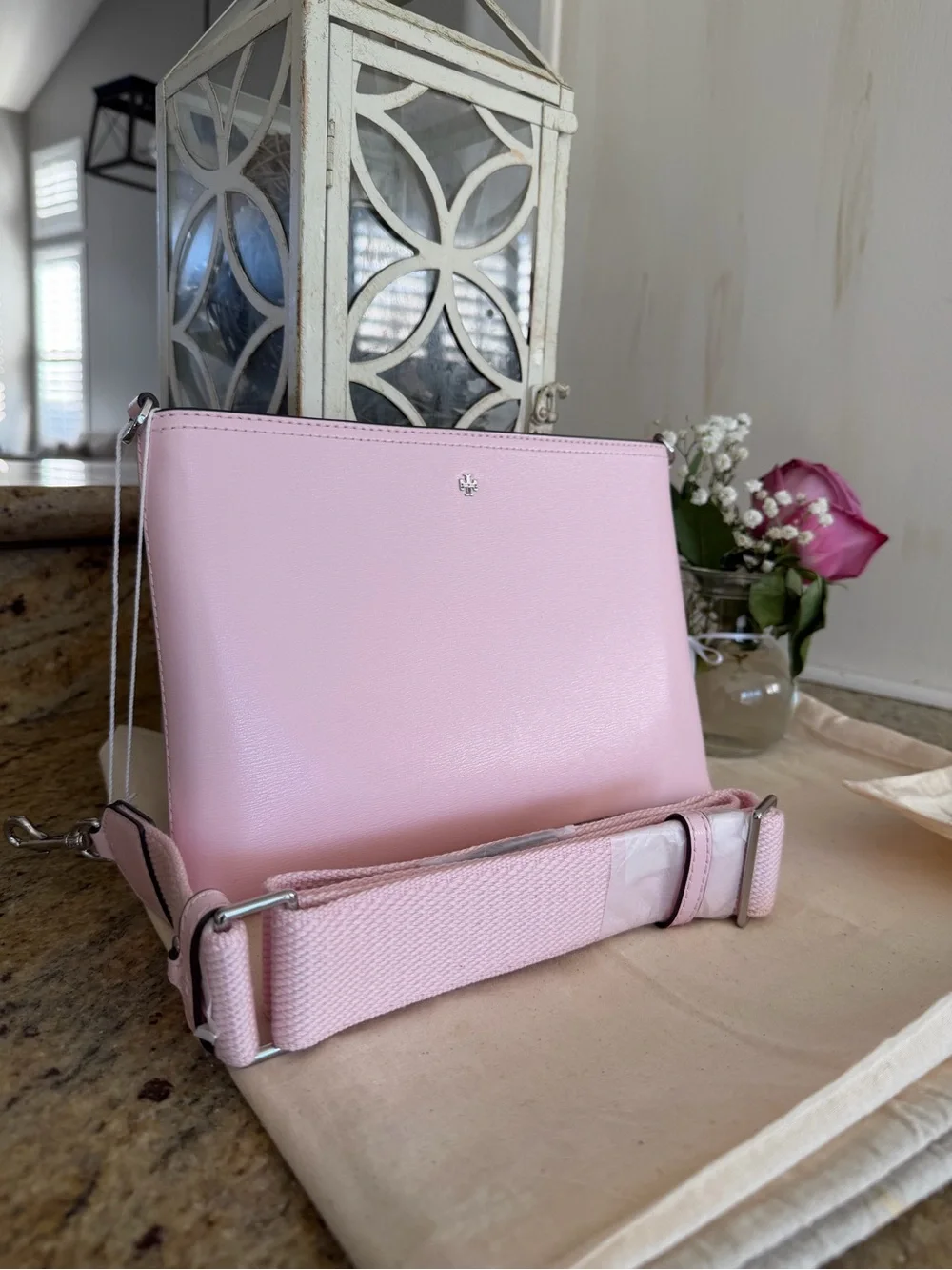 NEW Tory Burch Blake Swingpack Leather Crossbody coral color $300